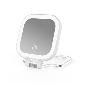PM404 Espelho de maquiagem dupla face com suporte dobr&aacute;vel